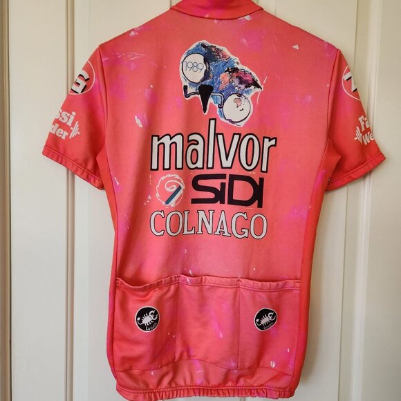 Vintage 1989 Malvor Sidi Colnago Cycling Jersey Pink Red Biking Racing Retro - Picture 3 of 8